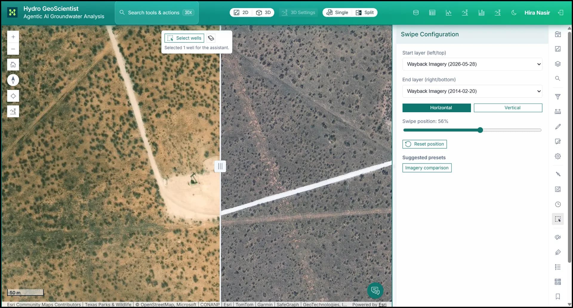Change detection results in a GIS map.