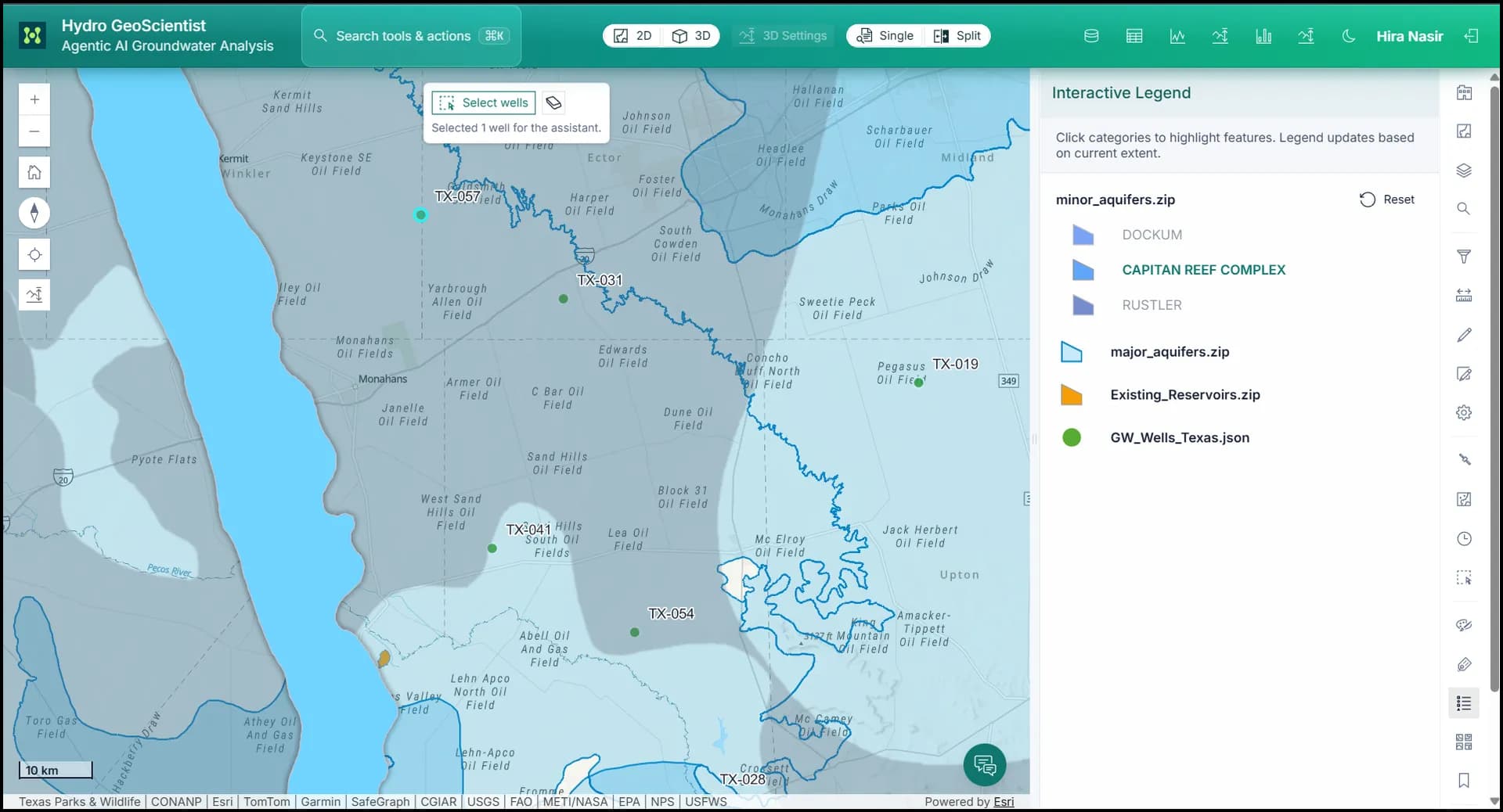 Interactive dynamic legend over a GIS map.