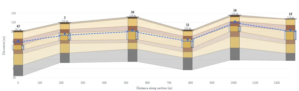 Cross Section View in Hydro GeoScientist